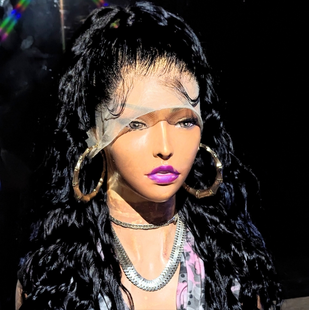 28inch blue moonlight human hair 13x4 custom HD lace wig